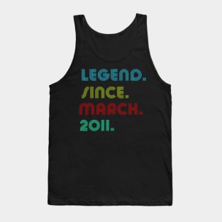 13 Years Old Legend Since March 2011 13th Birthday Tank Top